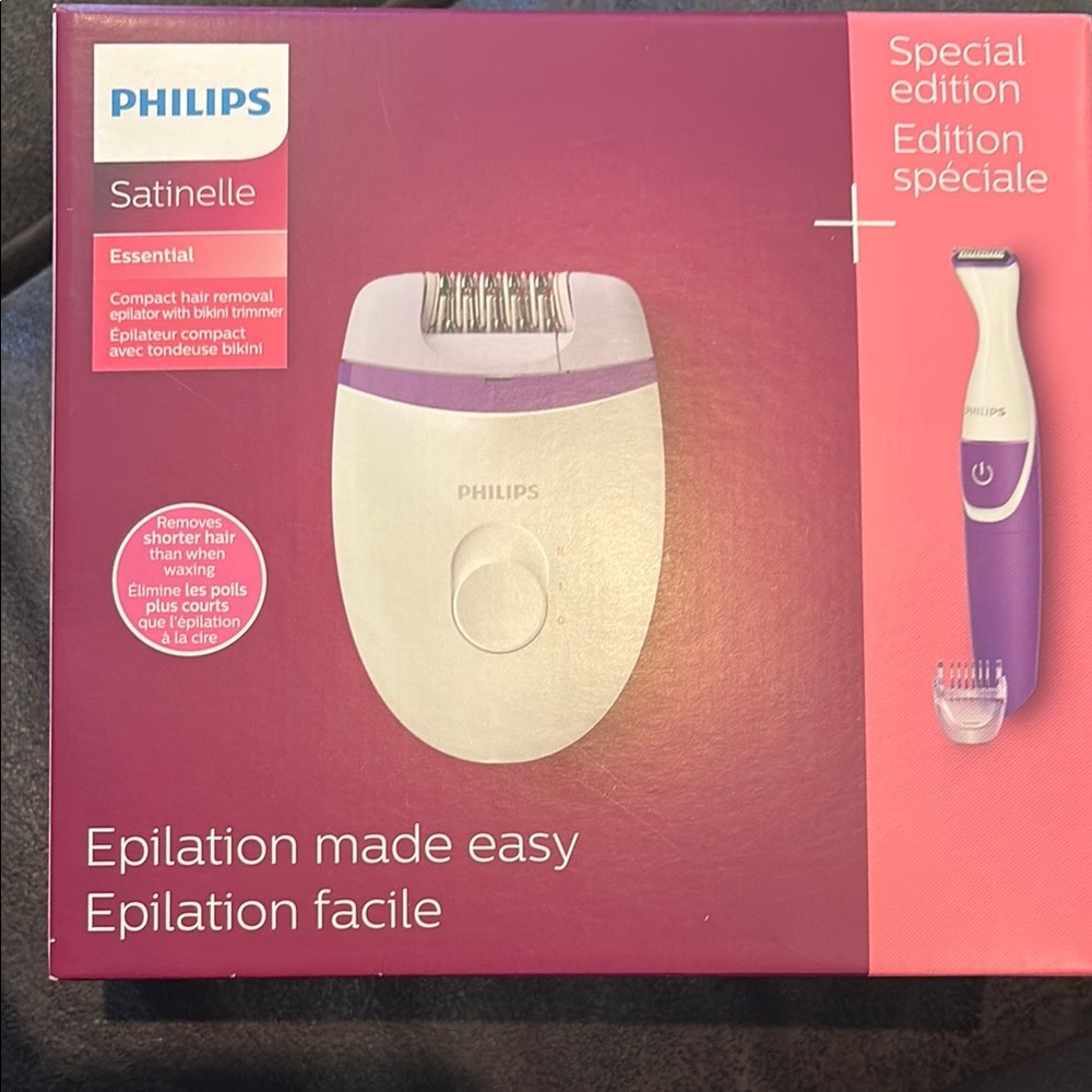 Philips Satinelle Essential Epilator - Purple and White